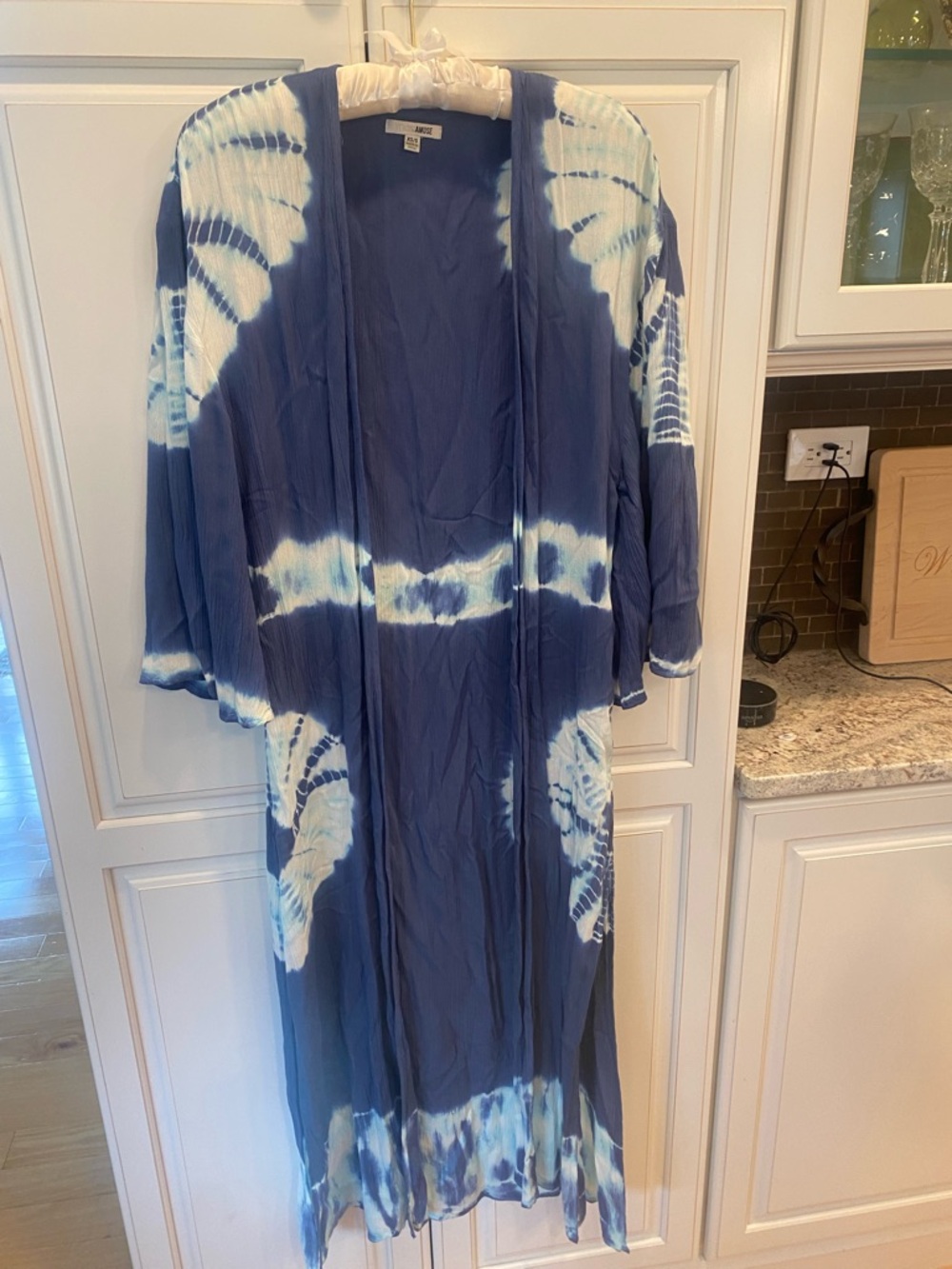 Muse Blue & White Tie-Dye Open Kimono